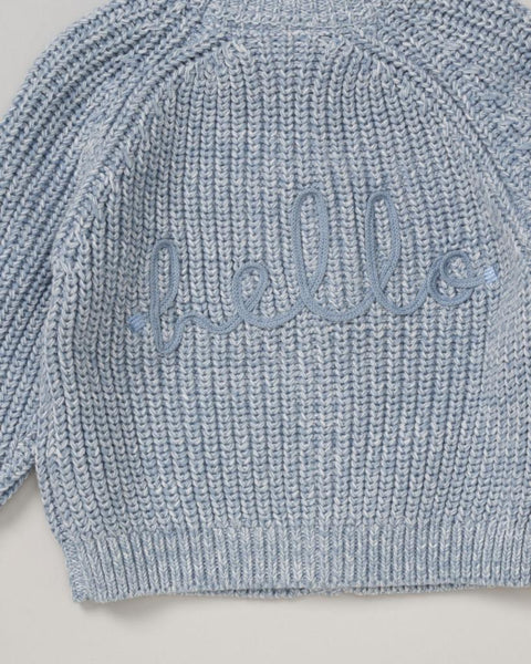 Rock A Bye Baby Cotton "Hello" Cardigan E07653 Blue