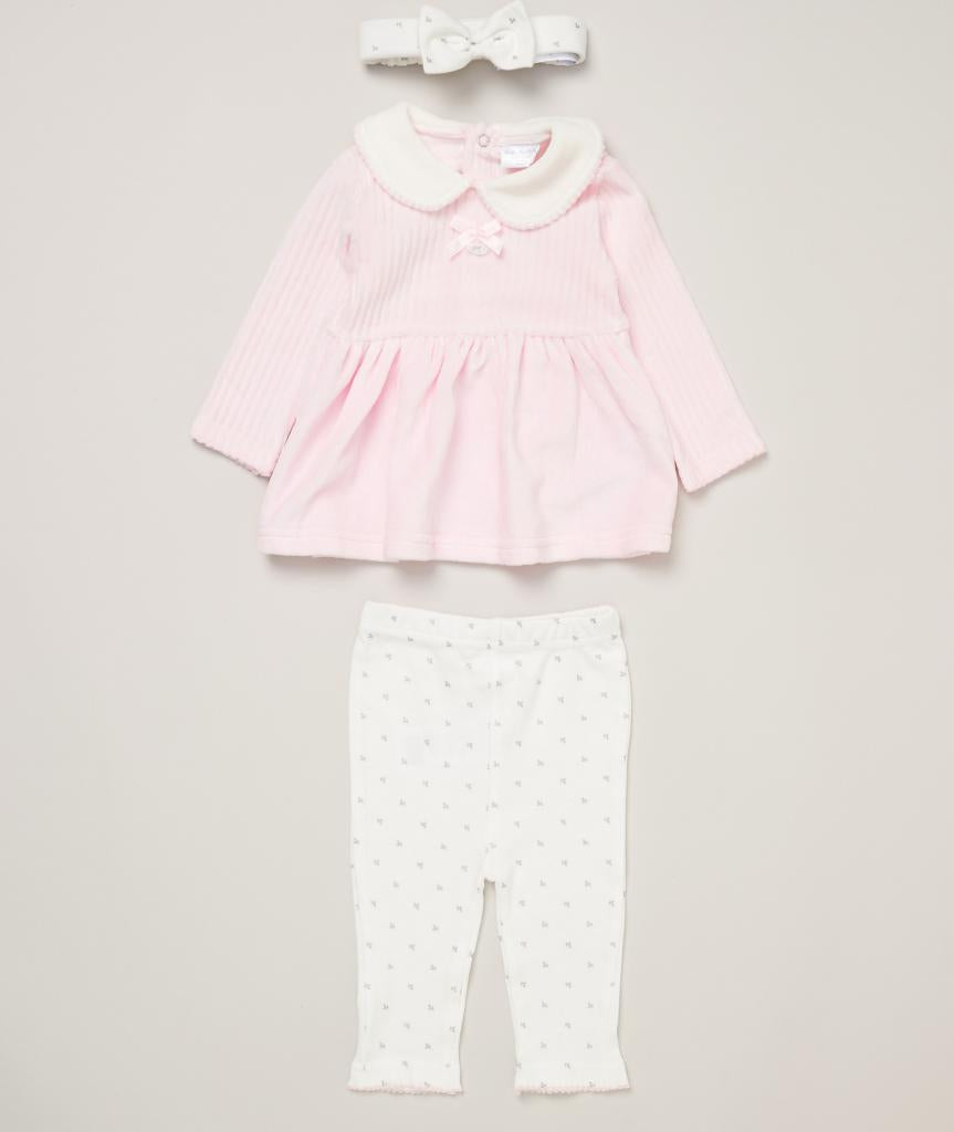 Rock A Bye Baby Baby Girls Ribbed Velour Nursery Set E07788 Pink