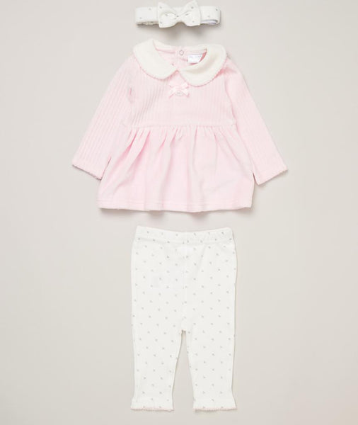 Rock A Bye Baby Baby Girls Ribbed Velour Nursery Set E07788 Pink