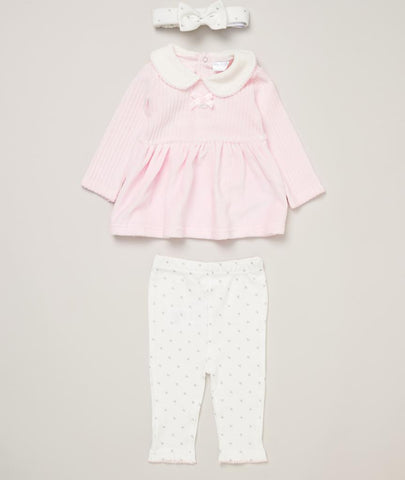 Rock A Bye Baby Baby Girls Ribbed Velour Nursery Set E07788 Pink