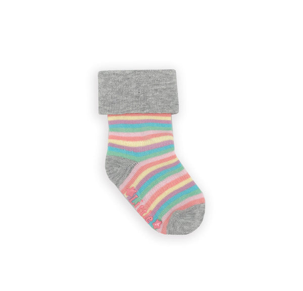 The Little Sock Co- Stay-on, Non-Slip Socks Rosey Rainbow Stripe