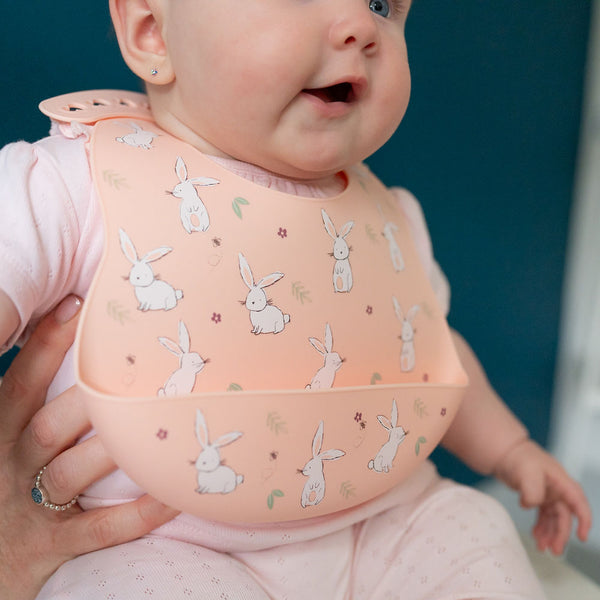 Ziggle Catch It Silicone Bib Bunnies Pink