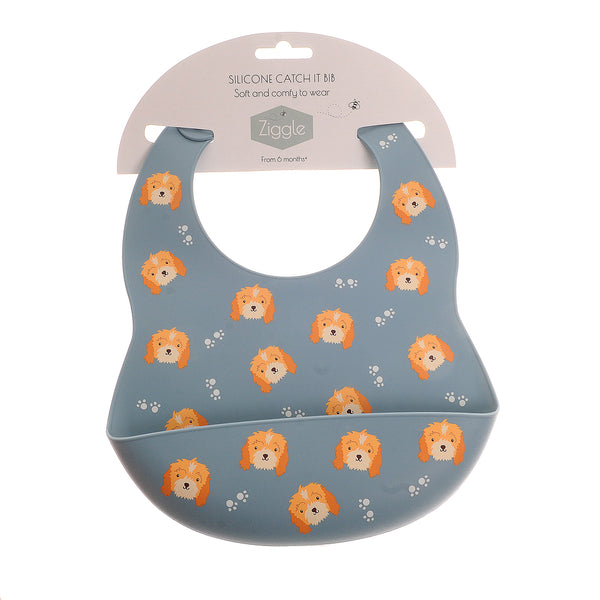 Ziggle Catch It Silicone Bib Cockapoo Blue