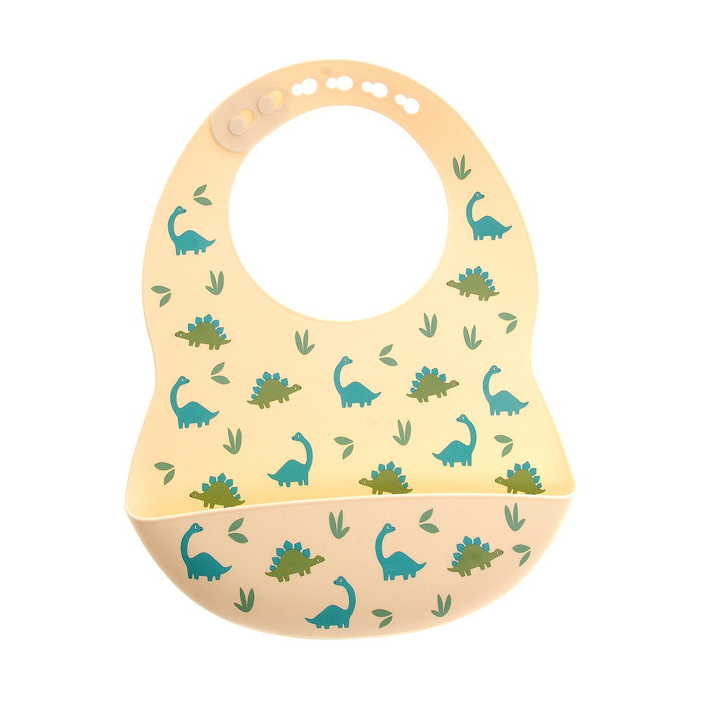 Ziggle Catch It Silicone Bib Dinosaur Cream
