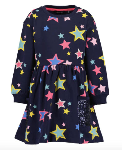 Blue Seven Girls' Star Dress 773683 Night Blue