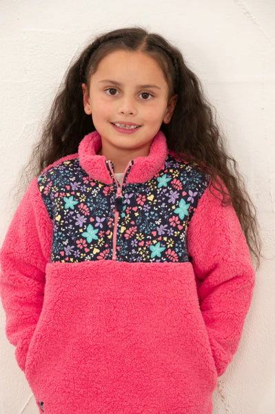 Little Lighthouse Girl's Cassie Fleece - Floral Pink