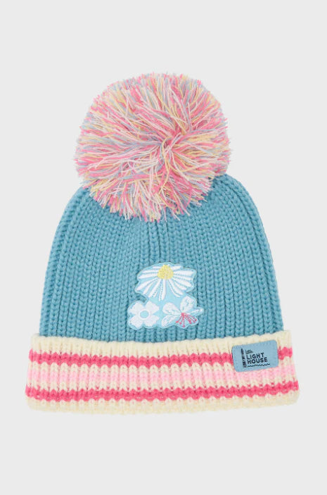 Little Lighthouse Kids Bobbie Bobble Hat Daisy Blue-Pink