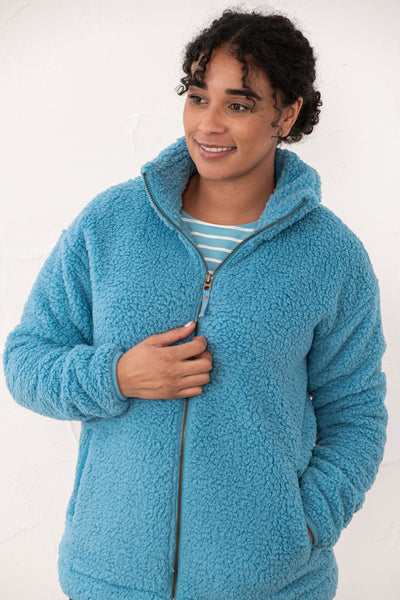 Lighthouse Ladies Seashell Full Zip Sherpa Fleece Blue
