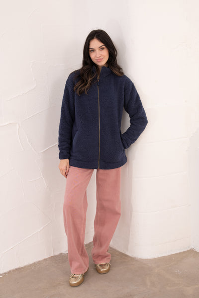 Lighthouse Ladies Seashell Full Zip Sherpa Fleece Navy