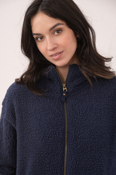 Lighthouse Ladies Seashell Full Zip Sherpa Fleece Navy