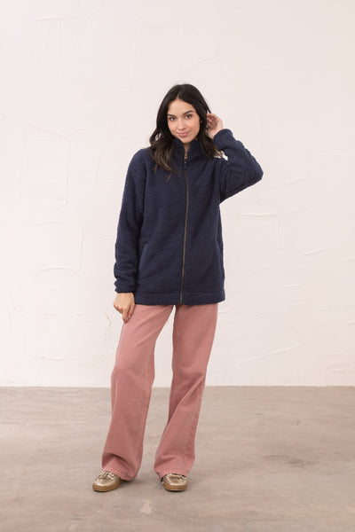 Lighthouse Ladies Seashell Full Zip Sherpa Fleece Navy