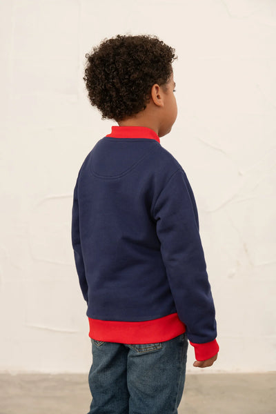 Little Lighthouse Boys Spencer Varsity Jacket - Red Tractor Navy
