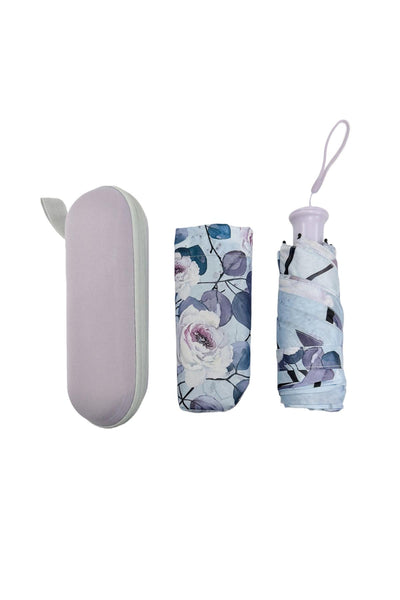 ShineMe Peony Floral Leafy Print Umbrella with Travel Case (Mini) UM-8608