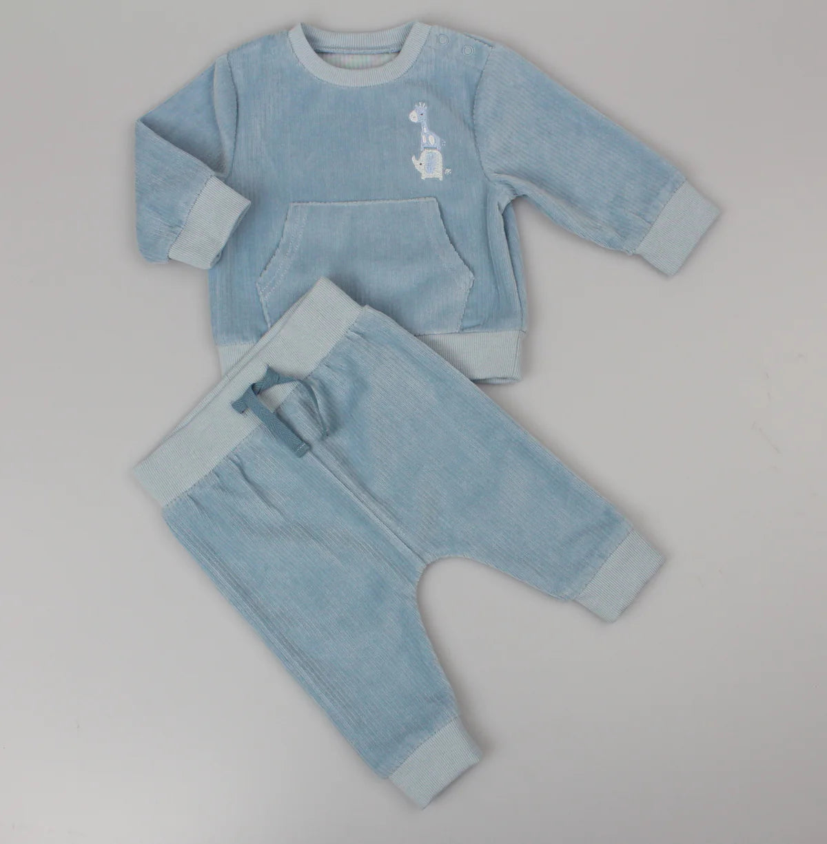 Pure & Soft Babywear Baby Boys' 2pc Velour Jogging Suit Set - Sky/Jungle H13516