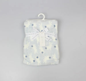 Pure & Soft Premium Babywear Plush Fleece Wrap Bunny Print Baby Blue D12843