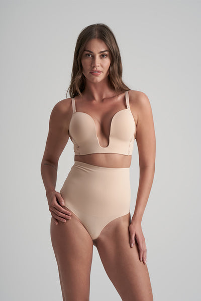 ByeBra Waist Control High Waist Thong Beige