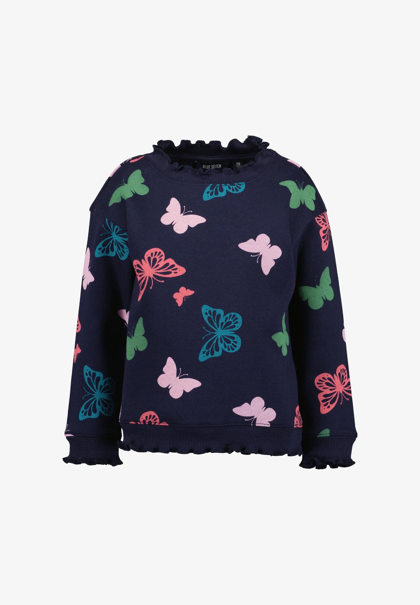 Blue Seven Girls' Sweatshirt  Butterfly Print 764716-5900 Night Blue