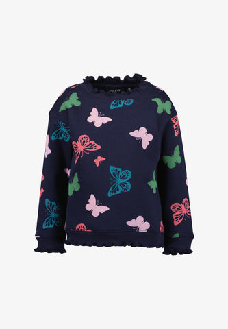 Blue Seven Girls' Sweatshirt  Butterfly Print 764716-5900 Night Blue