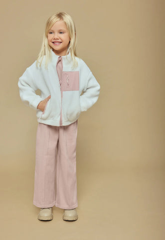 Blue Seven Girls' Zip Fleece with Contrasting Front Pocket 764718-0100 Off White