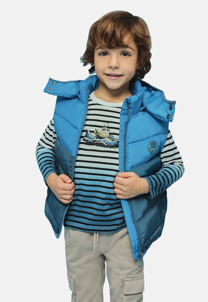 Blue Seven Boys' Full Zip Gilet 897003-6581 Block Colour Print Cyan
