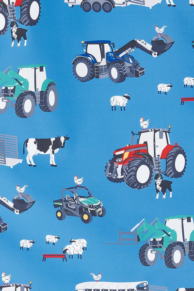 Little Lighthouse Alex Boys Gilet -Blue Farm Machinery Print