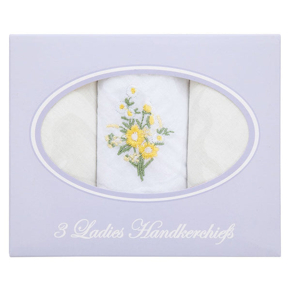 Anucci Ladies Handkerchiefs Cotton 3 Pack Boxed