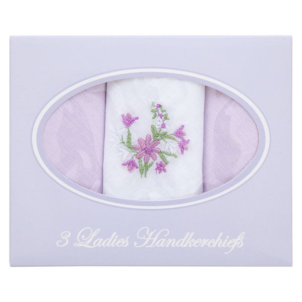 Anucci Ladies Handkerchiefs Cotton 3 Pack Boxed