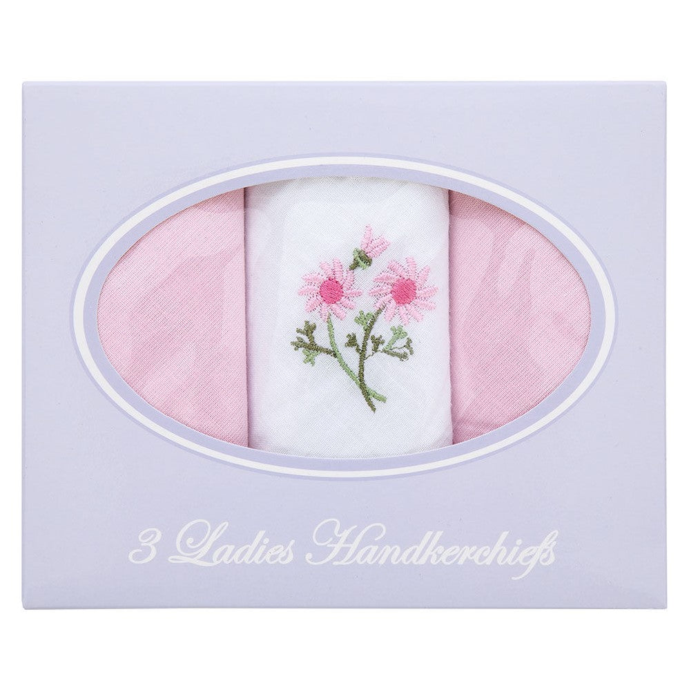 Anucci Ladies Handkerchiefs Cotton 3 Pack Boxed