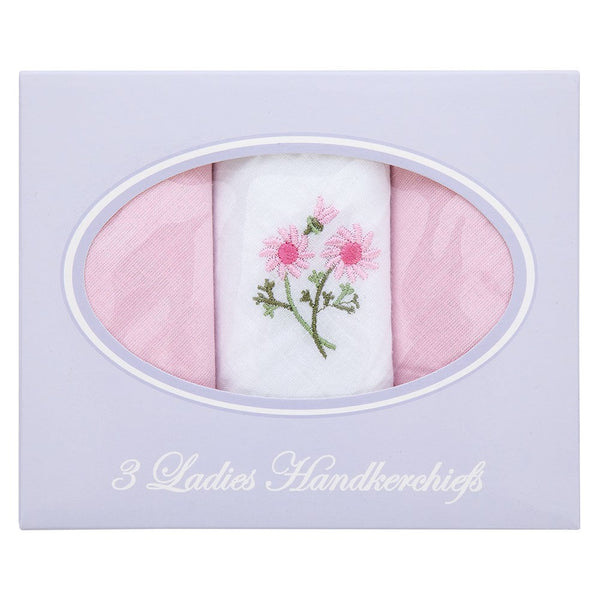 Anucci Ladies Handkerchiefs Cotton 3 Pack Boxed