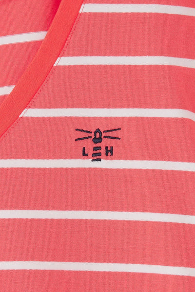 Lighthouse Ladies Ariana Tee - Deep Coral Stripe