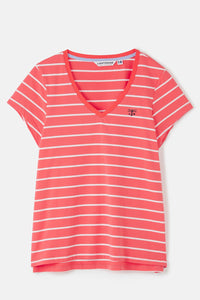 Lighthouse Ladies Ariana Tee - Deep Coral Stripe
