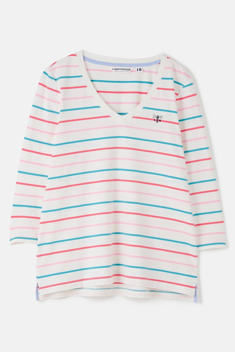 Lighthouse Ladies Ariana Top Coral-Teal Stripes