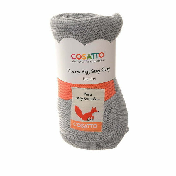Cosatto 100% Cotton  Grey & Orange Striped Blanket