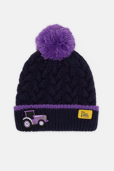 Little Lighthouse Kids Bobbie Bobble Hat - Purple Tractor