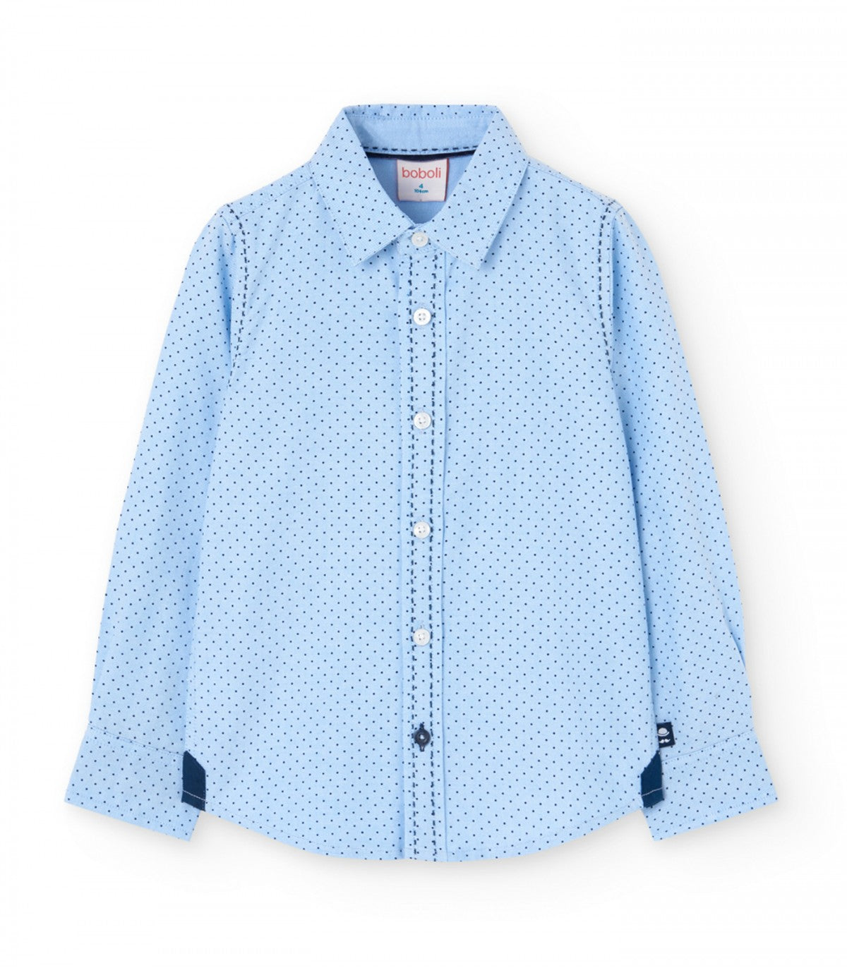 Boboli Boy's Cotton Shirt 739076-9490 Polka Dot Blue