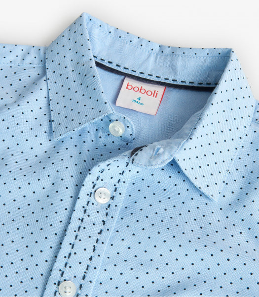 Boboli Boy's Cotton Shirt 739076-9490 Polka Dot Blue