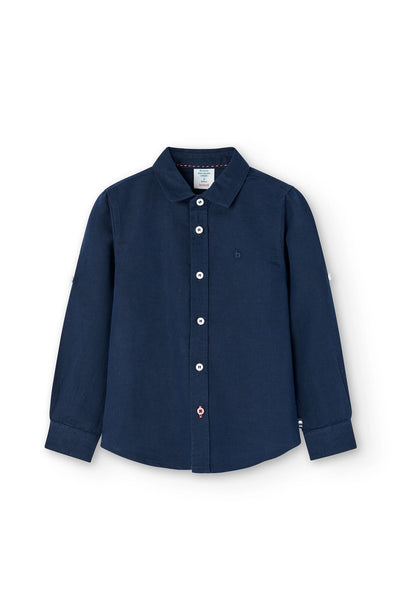 Boboli Boy's linen shirt in navy blue 738031