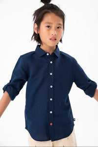 Boboli Boy's linen shirt in navy blue 738031