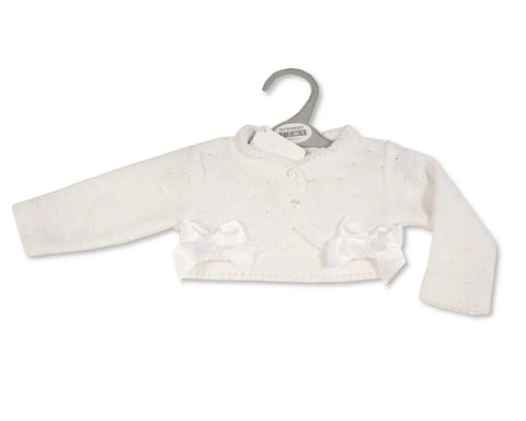 Nursery Time Knitted Baby Girls Bolero Cardigan with Bows BW-10-118