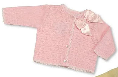Nursery Time Knitted Baby Girls Cardigan with Bow BW-10-580
