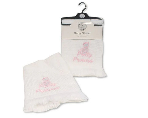 Snuggle Baby Shawl with ' Pretty Princess' Embroidery - Bw 110-417 White