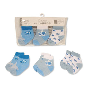 Nursery Time Baby Boys 3 Pack Socks- Transport BW-61-2230