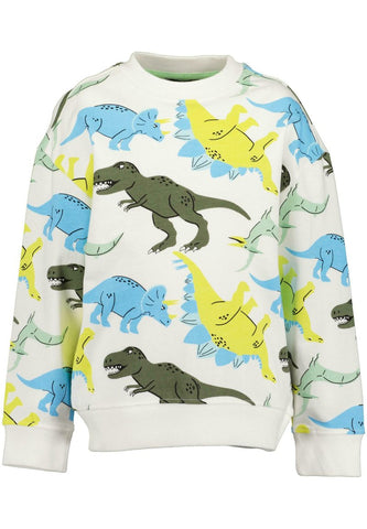 Blue Seven Boys' Long Sleeve Sweat Top 817649 Dinosaurs Print White