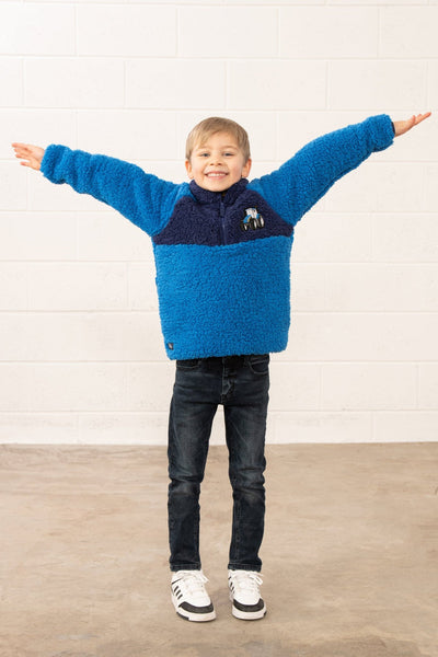 Little Lighthouse Boy's Caden Fleece - Blue Tractor