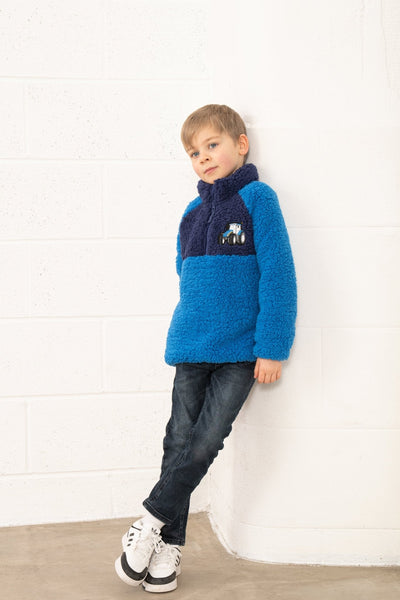 Little Lighthouse Boy's Caden Fleece - Blue Tractor