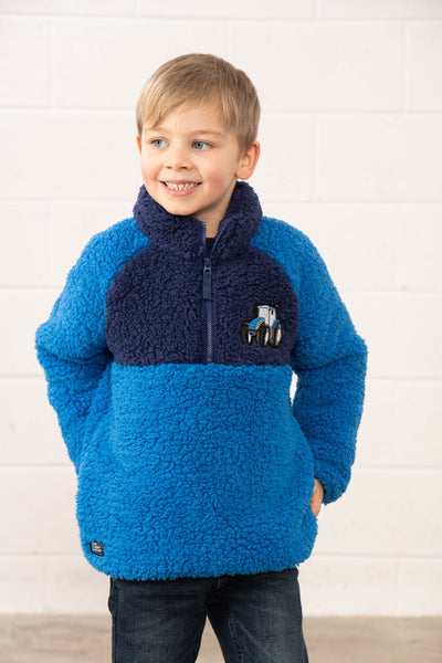 Little Lighthouse Boy's Caden Fleece - Blue Tractor