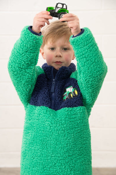 Little Lighthouse Boy's Caden Fleece - Green Tractor