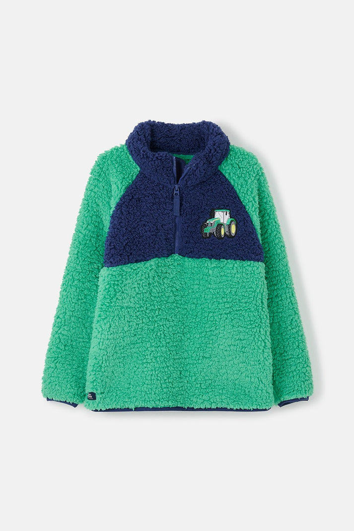 Little Lighthouse Boy's Caden Fleece - Green Tractor