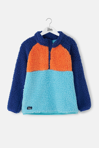 Little Lighthouse Boy's Caden Fleece - Navy Blue Orange
