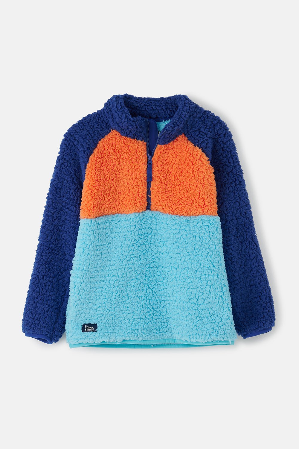 Little Lighthouse Boy's Caden Fleece - Navy Blue Orange